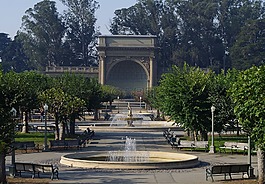 公園,階段,噴泉