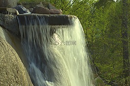 瀑布,夏天,巖石