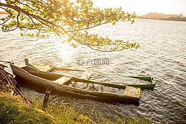 太阳,船,橙色