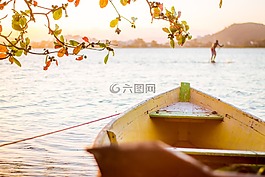 太阳,船,橙色
