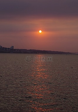 日落,心情,湖