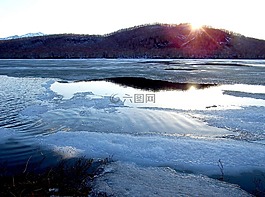春天,湖,冰