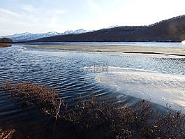 春天,湖,冰