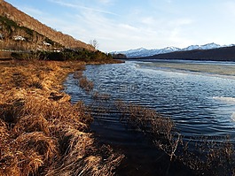 春天,湖,冰