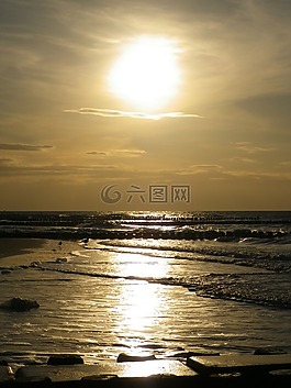 日落,波羅的海,傍晚的天空