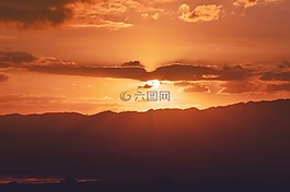 日落,光明,橙色