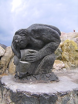 雕像,石,火山