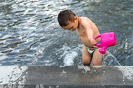 兒童,池,水