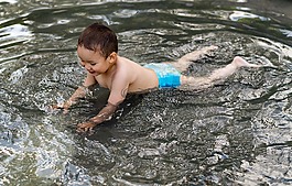 兒童,池,水