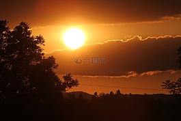 日落,太陽,傍晚的天空