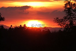 日落,天空,太陽