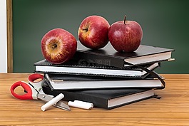 学校,书籍,苹果