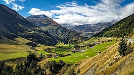 瑞士,山,谷