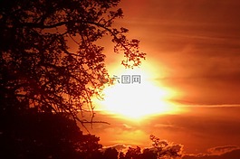 日落,光,紅色