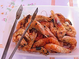 蝦,燒烤,食品