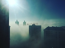 陽光,霧霾,高樓