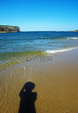 陰影,海洋,海灘