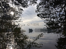 內(nèi),湖,霧