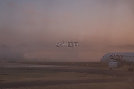 機場,霧,morgenstimmung