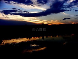 日落,天空,太陽