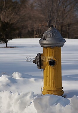 雪,消防栓,黃色