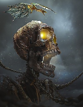 死亡的头,头骨,青铜