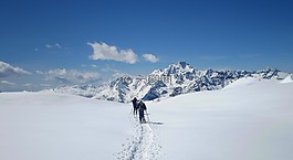 山,雪,步行