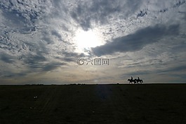 天空,剪影,蒙古