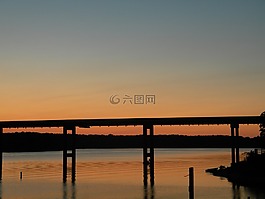 橋,日落,日出