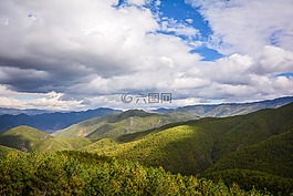 蓝天,白云,山