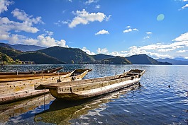 蓝天,白云,山