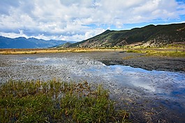 蓝天,白云,山