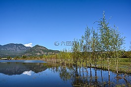 蓝天,白云,山
