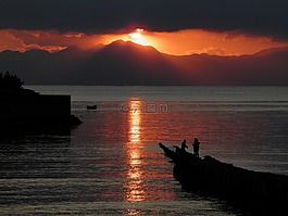 日落,壽司,太陽