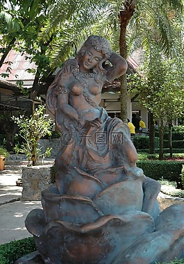 雕塑,美麗的女人,泰國