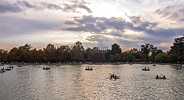 日落,池塘,马德里