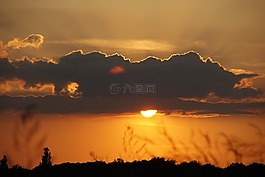 太陽(yáng),日落,云