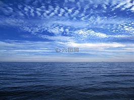 海,藍色,云