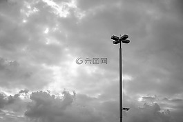 云,黑白,天空