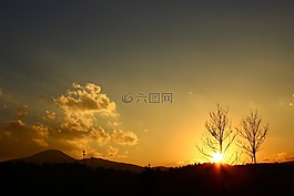 風(fēng)景,落日,云