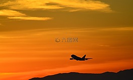 日落,飞机,侧影