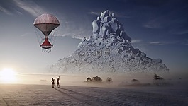氣球,山,景觀