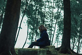 森林,女孩,爱