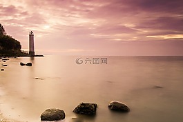 燈塔,日落,爾根