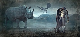 幻想,犀牛,龍