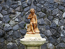 雕塑,男孩,墙