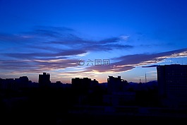 北京,晚霞,藍(lán)
