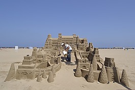 砂,城堡,海