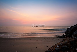 日出,釣魚,船