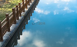 反思,草,水